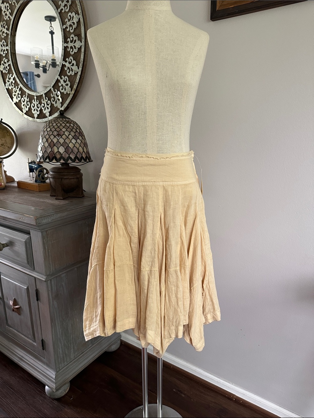 Anthropologie Linen Godet Midi Skirt - Picture 3 of 11